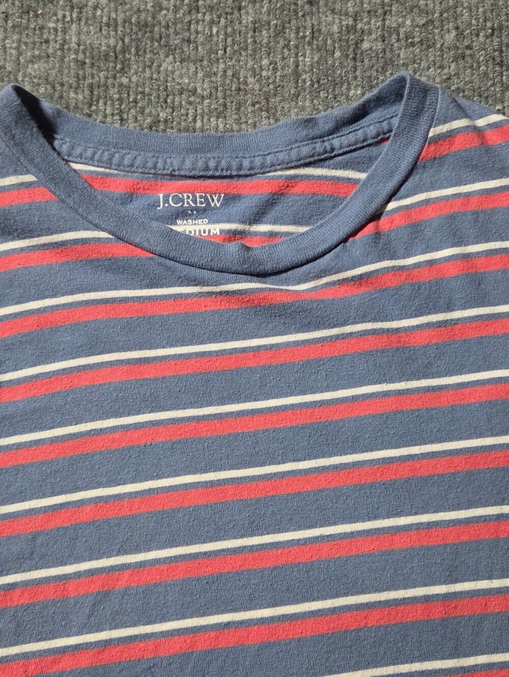 J.Crew Medium Blue Red White Striped Crew Neck T-Shirt